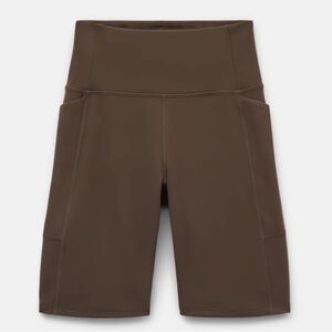 Girlfriend Collective Café Brown High-Rise Pocket Biker Shorts Size Small NWT